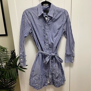 Banana Republic Blue and White Striped Shirt Dress Petite S